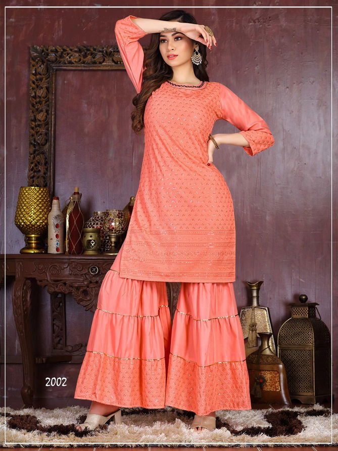 Riyaa East Heavy Rayon Festive Wear Kurti With Bottom Collection